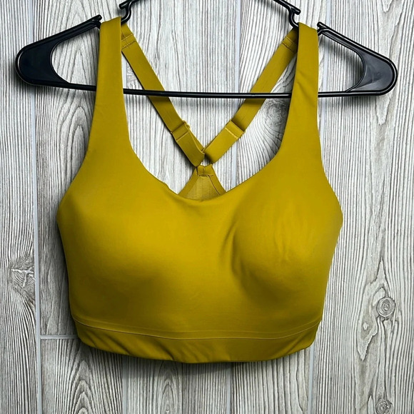 Athleta Advance Sports Bra B-G Women 34 DD Chartreuse Yellow Nylon Padded Cups - Picture 1 of 5
